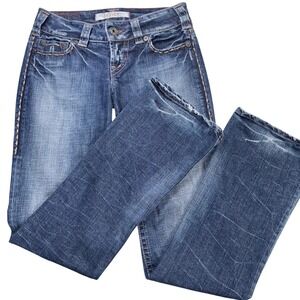 1921 Western Glove Works Bootcut Jeans Medium Wash Distressed Denim W28 L32